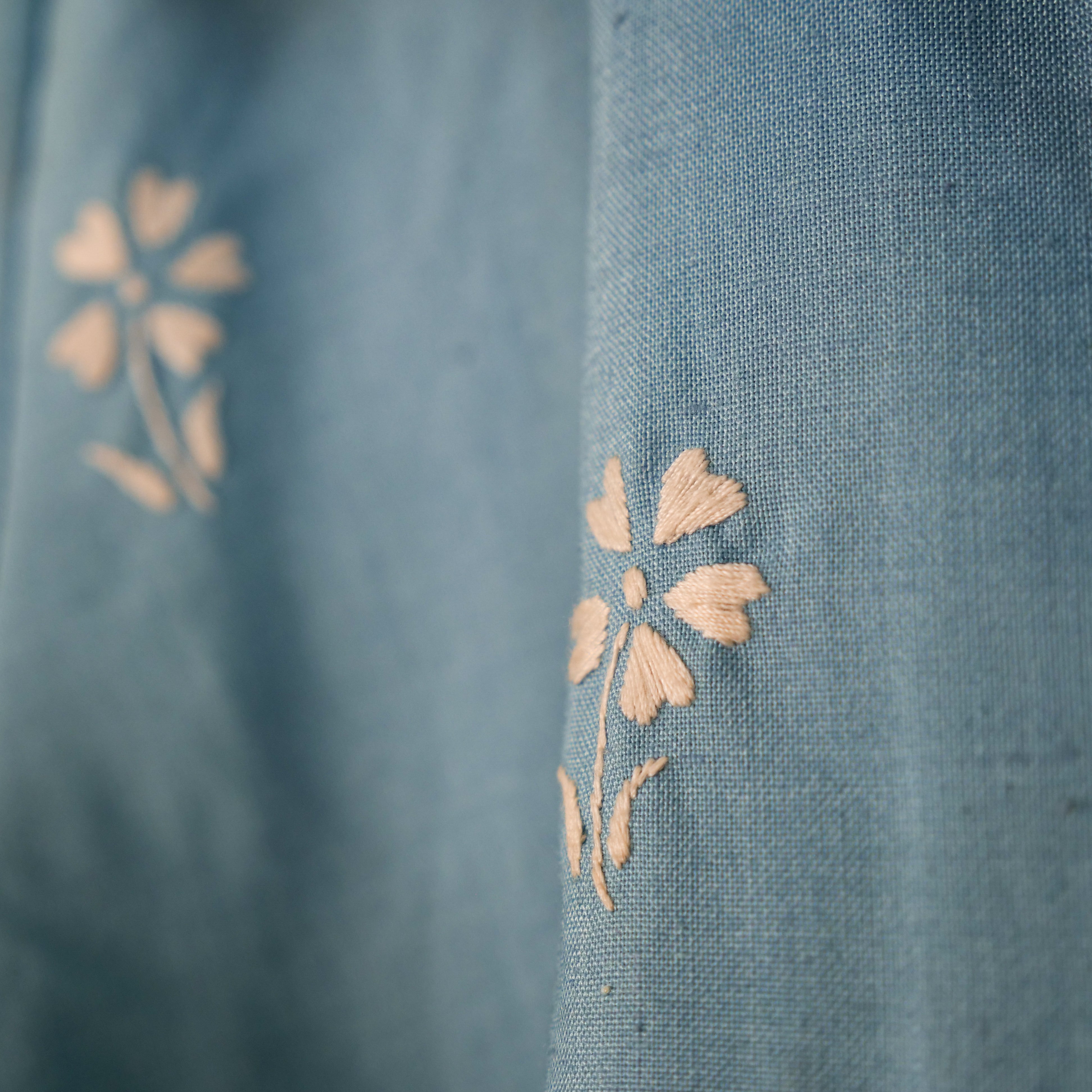 Robe bleue avec broderies